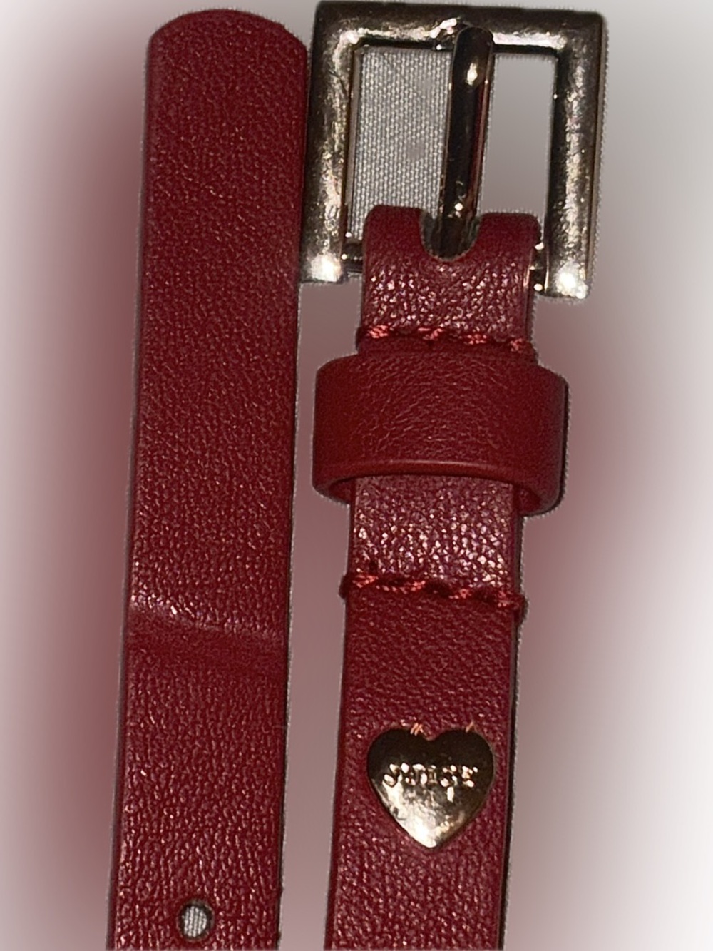 Red Leather Juicy Couture Belt with Heart Accent